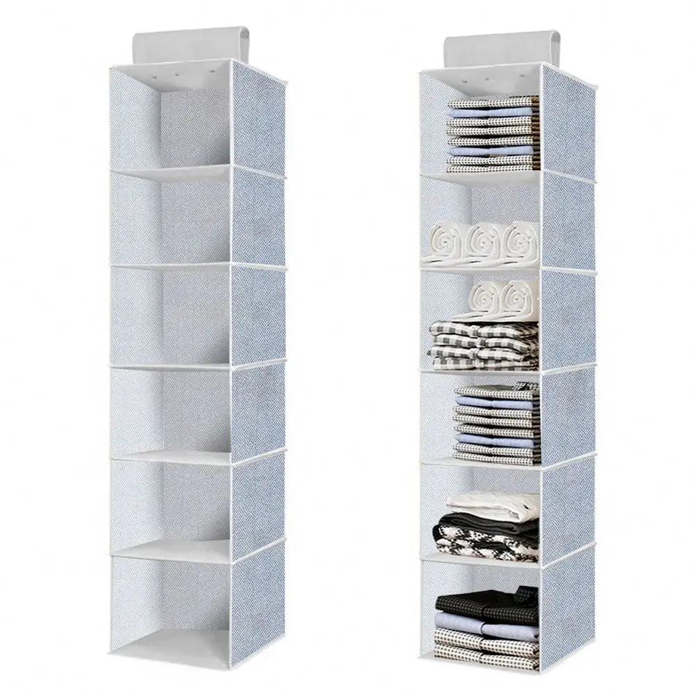 6 Shelf Hanging Clothes Storage Organizer Collapsible Accessory Shelves Hanging Closet Organizers Used for Wardrobe