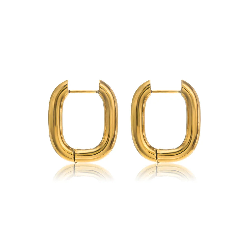Retro Gold Plated Statement 316L Stainless Steel Vacuum Hoop Earrings Geometric Round Vacuum Hoop Earrings Women