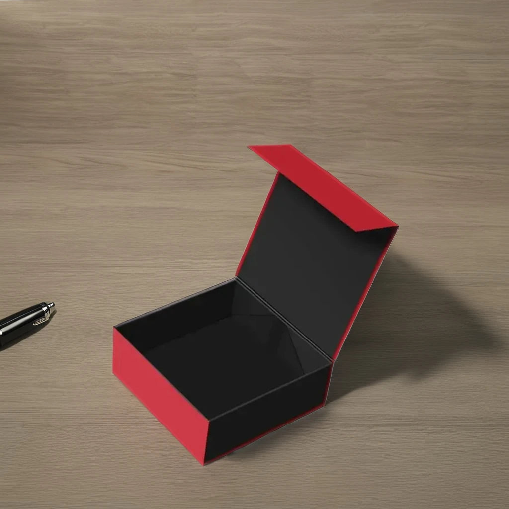 Custom Luxury Black Kraft Cardboard Magnetic Flap Closure Gift Box Folding Shoe/Clothes Packaging UV Luxury Black Folding UV