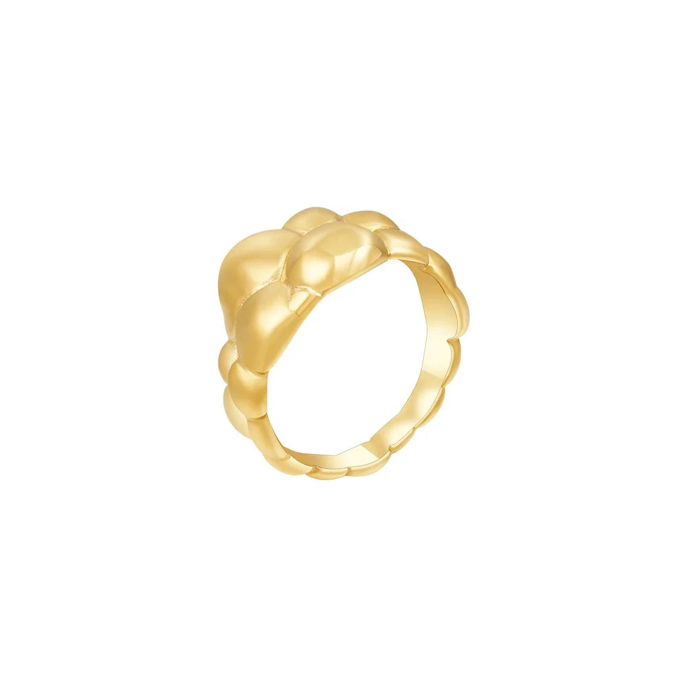 Latest 18K Gold Plated Stainless Steel Jewelry Geometric Irregular Chunky Dome Ring for Women Accessories Ring R234204