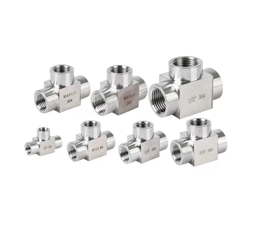 Stainless Steel Tee Pipe Fitting Thread Pex Fittings NPT BSP Pipe Hose Elbow Instrument Fittings Cross 4 Way 3/4 Female Tee T