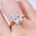 Wedding Jewelry GRA Certificate 10K Yellow Gold Radiant Cut Engagement Ring 3CT Moissanite Ring