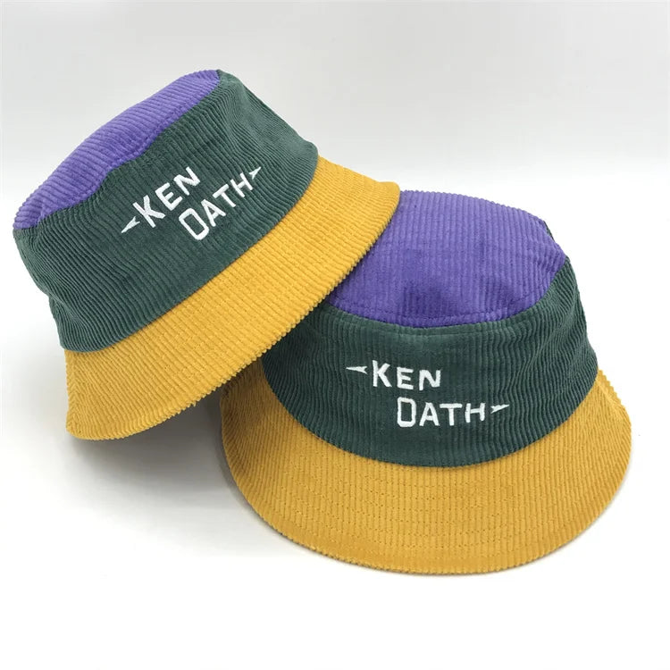 Wholesale Bucket Hat With Custom Embroidery Logo Winter Corduroy Different Tone Bob Hat