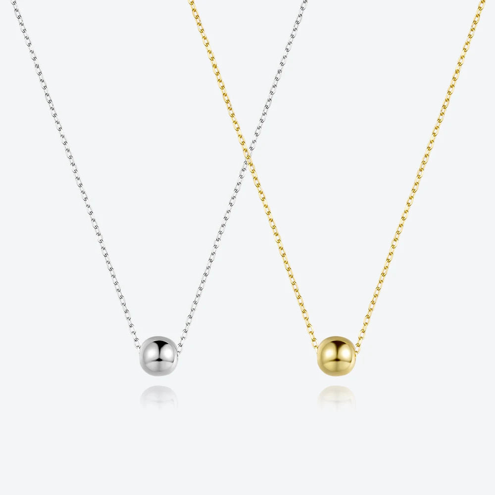 FUAMAY 925 Sterling Silver Simple Ball Necklace Small Gold Ball Pendant Necklace