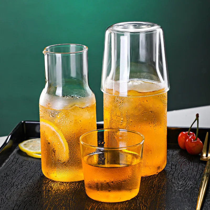 Modern Design Heat Resistant Eco-Friendly Borosilicate Glass Pitcher Tumbler Teapot Cup Set for Back School Iced Tea Juice Home