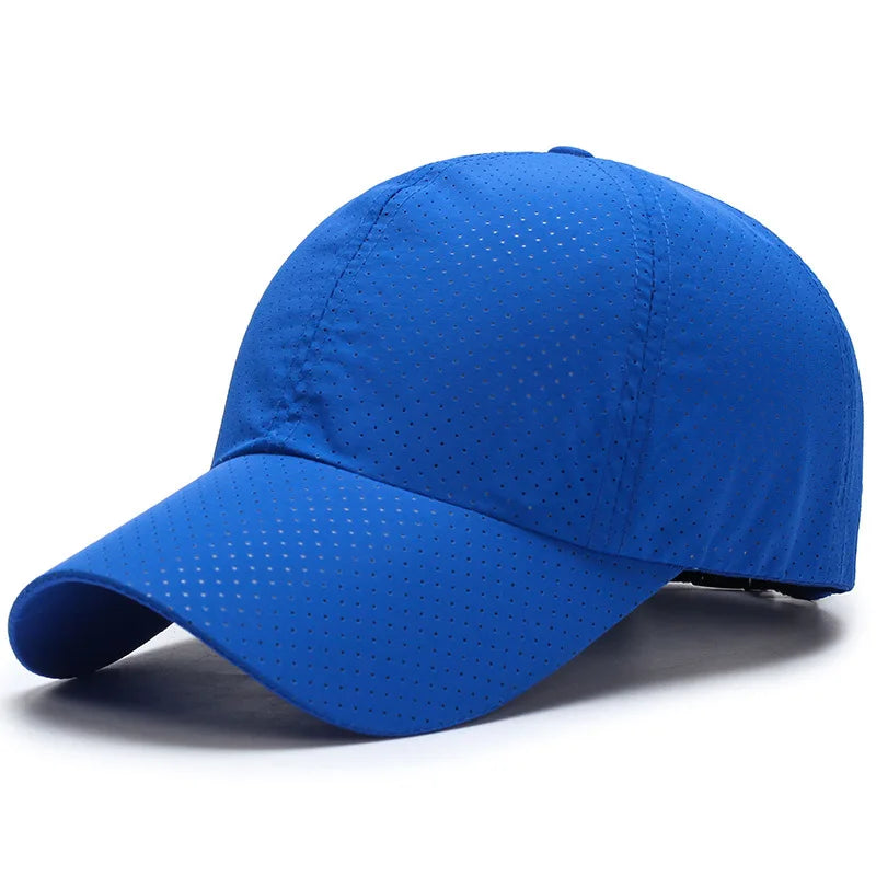 Unisex OEM Custom 6 Panel Cut Drilled Hole Quick-dry Sports Running Hat Wholesale Blank Plain Mesh Baseball Cap