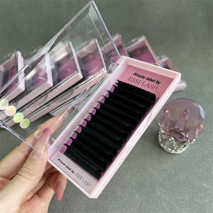 Ready  to Ship  Dark Black Matte Soft 0.03 0.05 0.07 Volume Mink  Individual  Private Label Eyelash Extension Supplies Cashmere