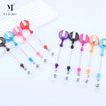 DIY Beaded Badge Reel Retractable Name Card Student Office Nurse ID Name Card Badge Holder Reel