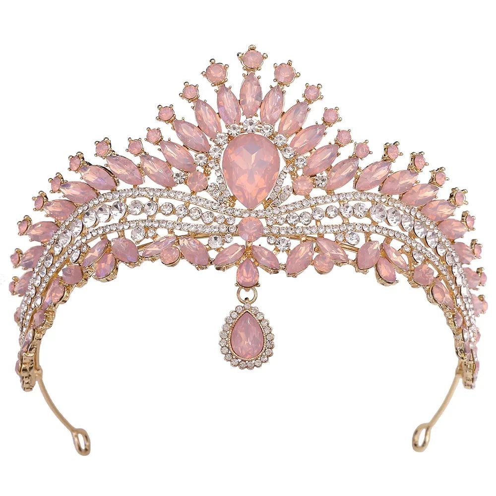 LUOXIN Luxury Sweet Water Drop Rhinestone Wedding Party Dress Gift Elegant Opal Tiara