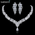 LUOTEEMI Dubai Woman Bridal of Iced Out Zirconia Accessory Wedding Erring Trending Icy Zircon Jewelry Set