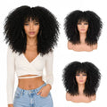 FUJAI 16Inch Curly Wigs for Black Women Afro Bomb Wig with Bangs High Temperature Fiber 100% Density Glueless Kinky Curly Hair