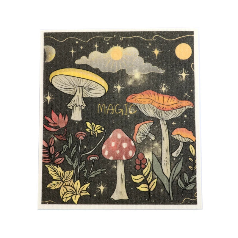 Christmas Atmosphere Printed Pattern Absorbent Cleaning Towel Kitchen Swedish Dishcloth Cellulose Sponge Dish Cloths