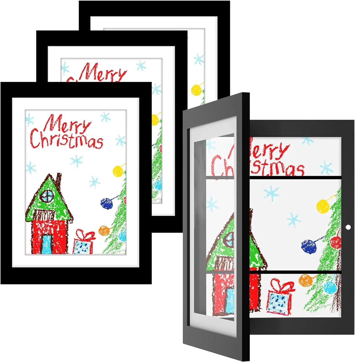 Hot Sale Kids Artwork Frame Wood Handicraft Modern Kids Art Frame with Front Opening UV Printing for Photos