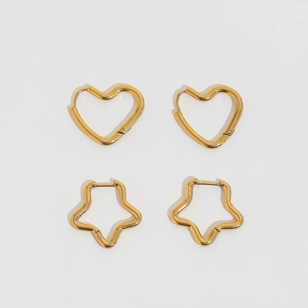 High End PVD 18K Gold Plated Pentastar Huggie Earrings Stainless Steel Jewelry Wholesale MegaBDM