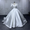 Jancember 5629 Simple Soft Satin Ruffle Ball Gown Bridal Wedding Gowns Dresses