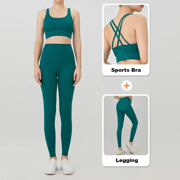 Buttery Soft Yoga Fitness Gym Activewear Set Plus Size Bra Leggings Lightweight and Breathable Custom Logo Solid Plain Blank