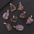 Irregular Rough Raw Stone Natural Stone Purple Crystal Teeth Gemstone Amethyst Druzy Pendant for Necklace