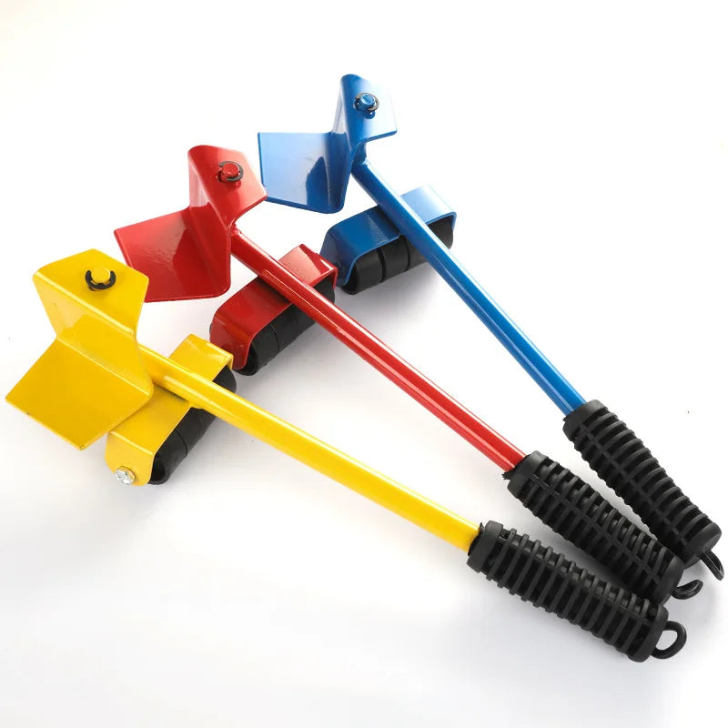 Furniture Mover Tool Set Furniture Transport Lifter Heavy Stuffs Moving Tool 4 Wheeled Mover Roller+1 Wheel Bar Hand Tools Kits
