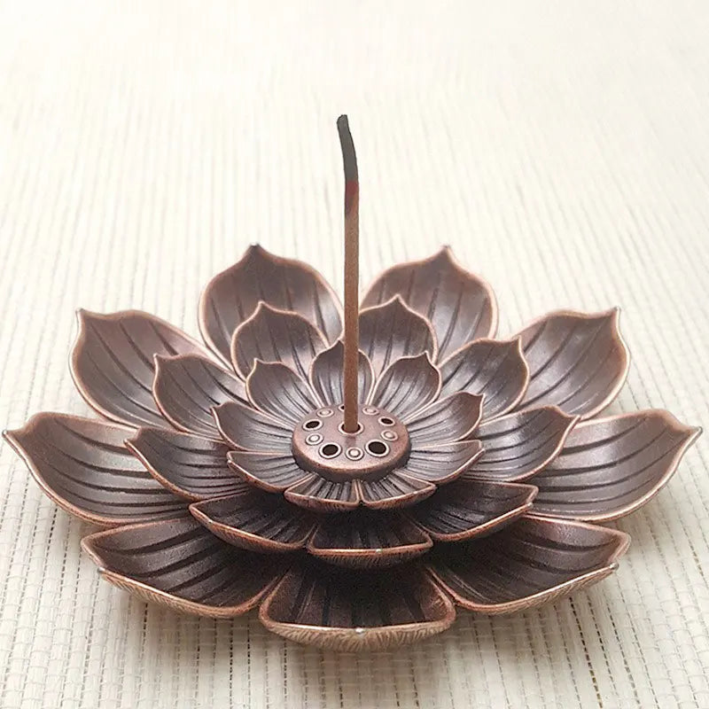 Brass Lotus Incense Holder with Waterfall Backflow Metal Incense Burner Sticks for Meditation Yoga Decor Home
