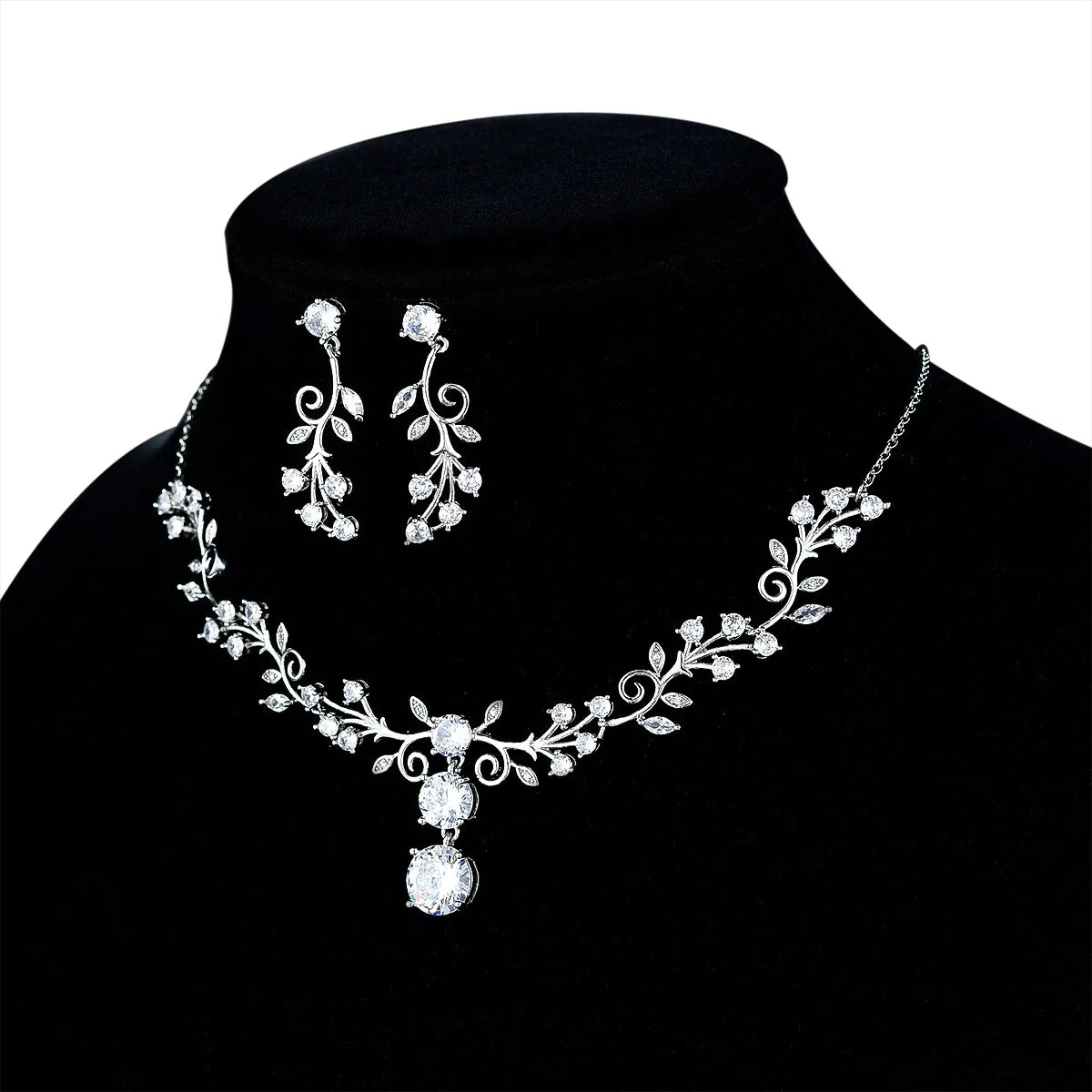 Cheap Top Quality Fancy Bridal Jewelry Necklace Earring Cubic Zircon Women Party Necklace Set