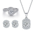 Jewelry Set Round Zircon Halo Sterling Silver Set Prong Setting