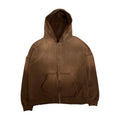 Manufacturers Custom High Quality Blank Oversized Zip up Vintage Wash Distressed Hoodie With Cut Bottom