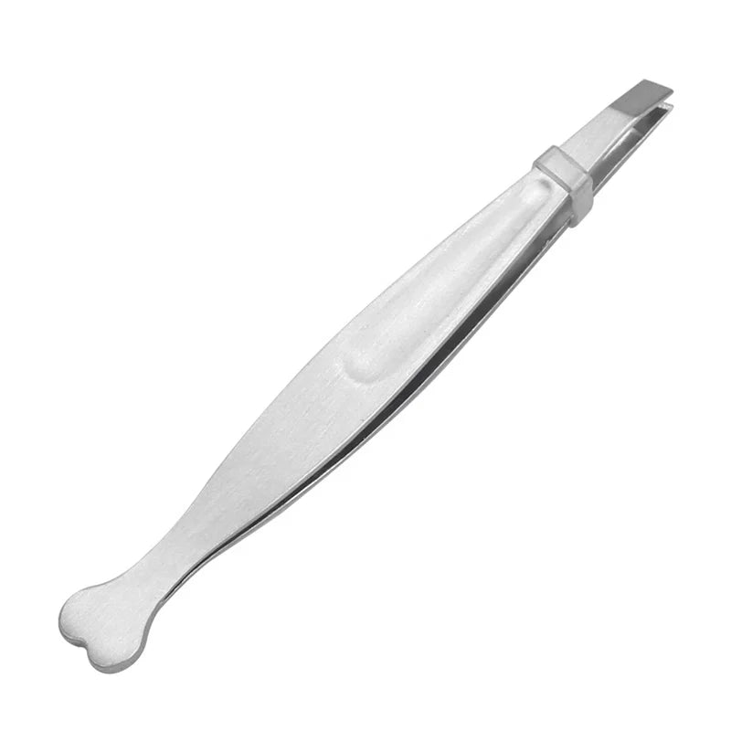Heart Shaped Stainless Steel Eyebrow Tweezers Flat and Slanted Tip Hair Clip for Beauty False Eyelash Use