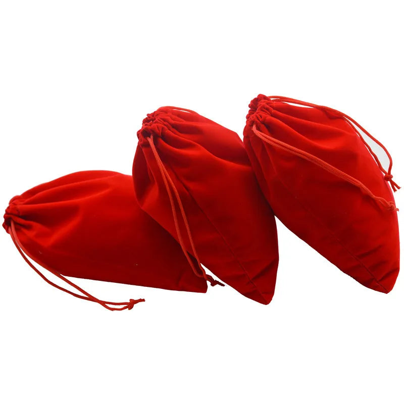 Big Red Velvet Bag 15*20cm Jewelry Gift Drawstring Pocket Jewelry Packaging Bag Headphones Data Cables Power Bank Packaging