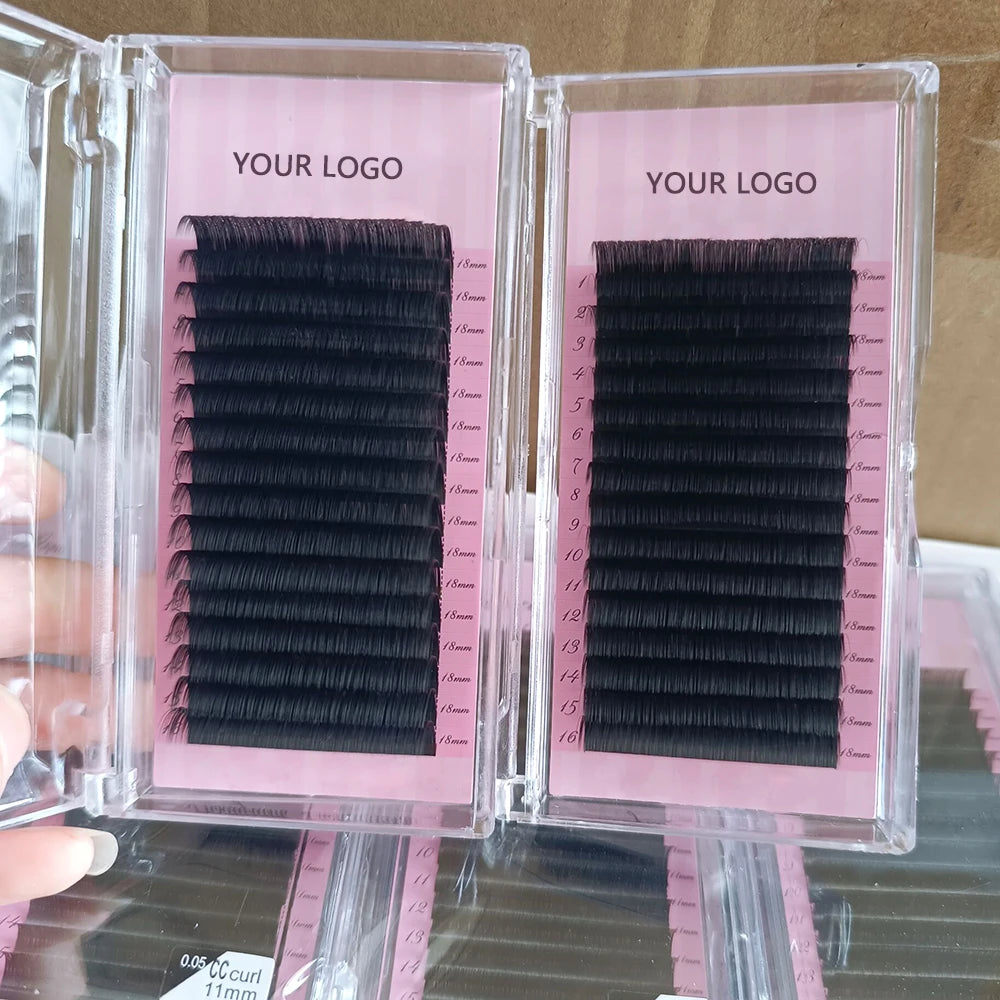 Fluffy Dark Matte Black Eyelash Extension Handmade 0.03 Individual Volume Lash Trays Easy Fan Cashmere Lash Extensions