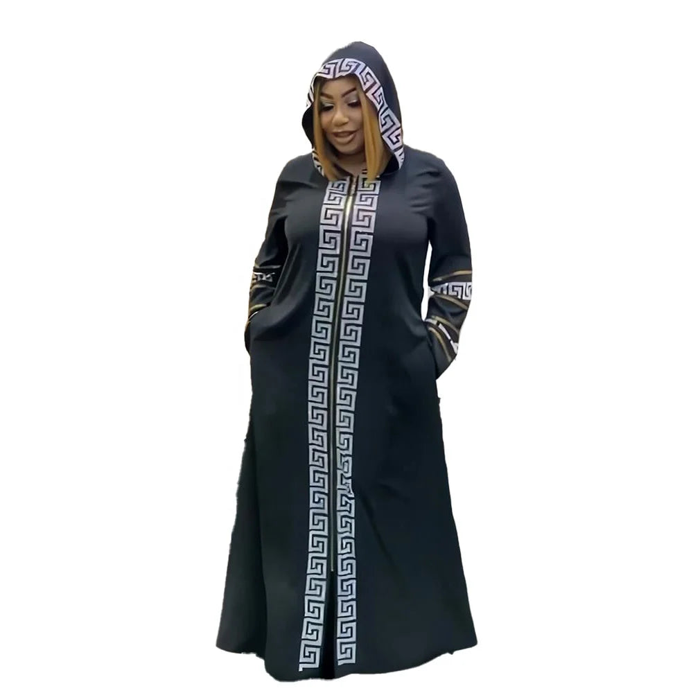 Hot Sale Luxury African Traditional Attire for Women Maxi Dress with Rhinestones Flax Linen & Polyester for Spring & Summer