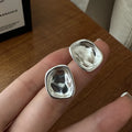 Fashion Wholesale 925 Sterling Silver Wrinkled Concave Surface Chunky Stud Earrings for Girls Women