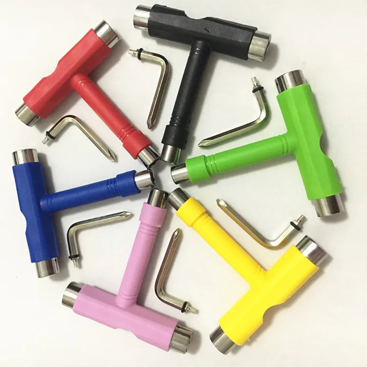 Free Sample Custom Skateboard Wrench T Tool for Double Rocker Longboard PP+Steel Material Different Colors Ready OEM Logo
