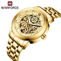 NAVIFORCE 1002 GG Waterproof Stainless Steel Automatic Watch Gold Mechanical Watch Men Creative Big Dial Wristwatch 10ATM Diving