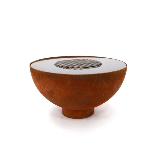 Corten Steel Fire Bowl with Grill Ring and Cooking Grill Fire Bowl Savage Feuerschale Feuerstelle Brasero with Plancha Grill MegaBDM