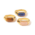 Ins Popular Personalized Jewelry Stainless Steel Natural Stone Finger Ring