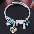 Hot Sale Stainless Steel love Flower Crystal Bead Charm Bracelet for Girls Luxury Jewelry Bangle Bracelets