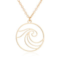 Hot Sale Seaside Beach Chain Accessories Stainless Steel Necklace Simple Hollow Round Wave Pendant Necklace Gifts for Women