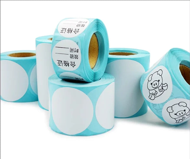 Multi-Size Colorful Direct Thermal Dot Adhesive Sticker Label Roll White Green Yellow Pink Red Circle in Various Colors