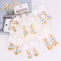Geometric Stainless Steel Blue Eyes Fine Modern Unique Earrings for Women Ladies Fashion 18k Gold Plated Simple Earrings