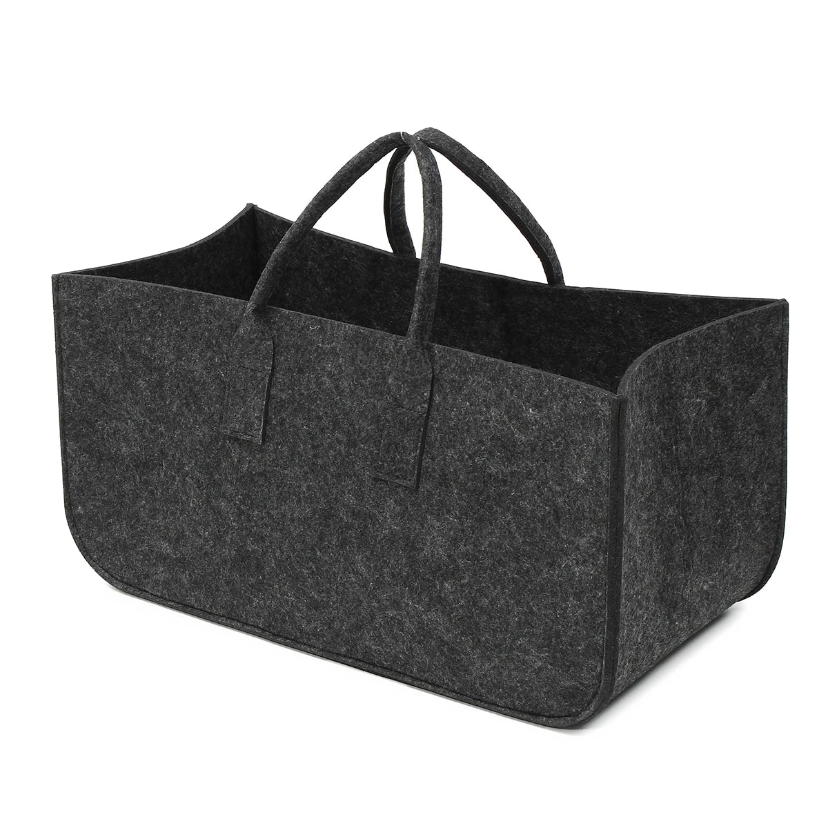 Firewood Carrier with Wooded Handles Felt Firewood Basket Multipurpose Foldable Large Capacity Carrier Storage Bag