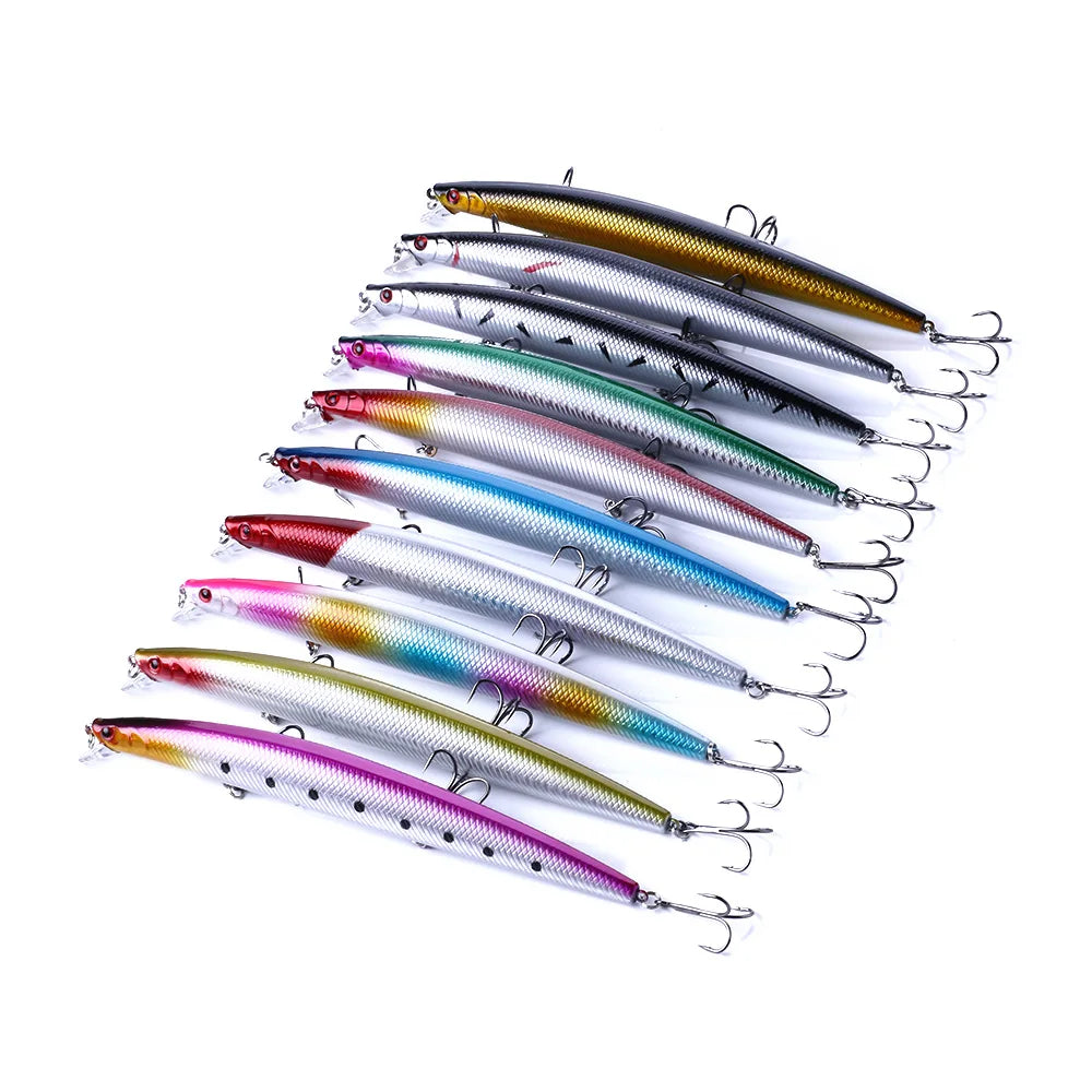 10pcs/set 18CM-26G Wholesale Plastic Artificial Bait Fishing Lure Sea Minnow Lure Sinking Water Fishing Lures