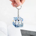 2021 Nrew Design Mysterious Space Astronaut Keychain Popular Acrylic Square Shaped Quicksand Oil Water Liquid Spaceman Keychains