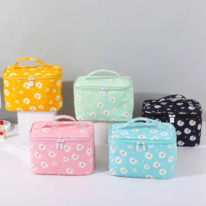 Gelory New Printing Cute Multifunctional Rectangular Nylon Large Capacity Portable Toilet Bag Female Cosmetic Bag