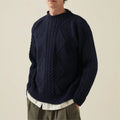 2026 OEM Manufacturer Custom Autumn Winter Men's Knitwear Luxury Classic Alpaca Wool Roll Neck Cable Knit Sweater Men