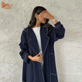MQ123  Luxury Kaftan Open Abaya Dress Dubai  Islamic Muslim Denim Abaya