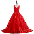 Serene Hill HTA0002 Red Sleeveless A-Line Flovy Evening Party Ball Gown Dresses for Girls Kids