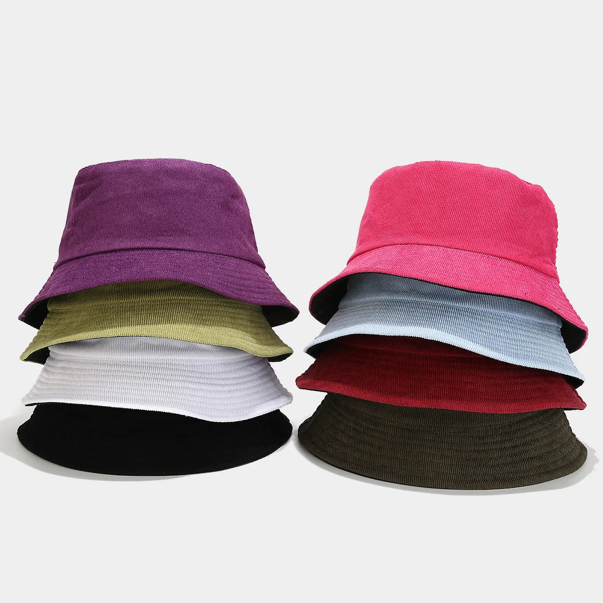 Custom Winter Warm Fisherman Hats Satin Lined Flat Wide Brim Plain Corduroy Bucket Hat3d Embroidery Corduroy Hat Purple