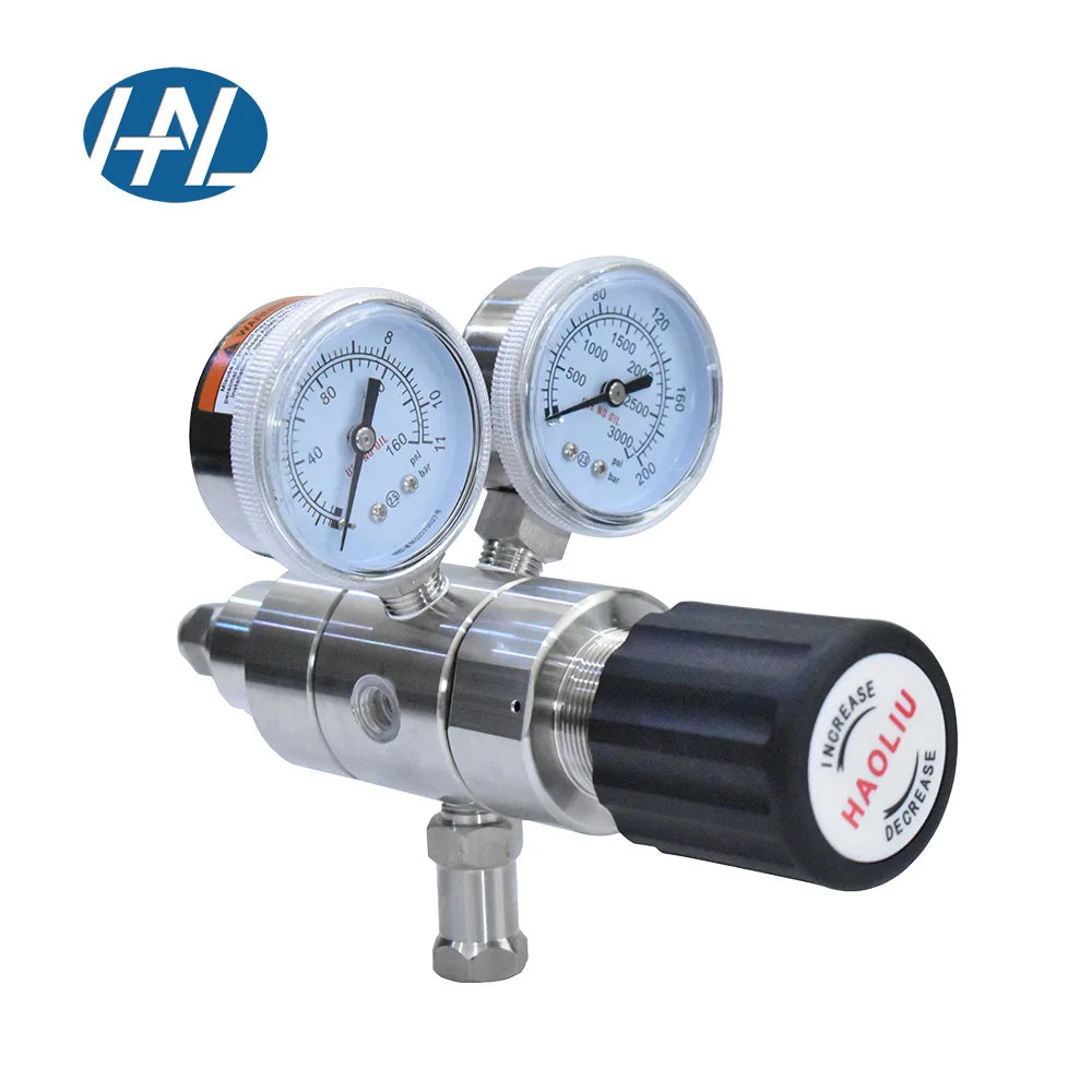 HAL-LOK HL10SL Dual-Stage Oxygen Gas Cylinder Pressure Regulator Stainless Steel with Gauge Diaphragm Structure 1 Year Warranty