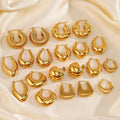 2024 Women's Retro Minimalist Geometric Trendy Stainless Steel 18K Gold Plated Heart Earrings Fashion Jewelry Wholesale