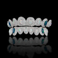 Custom Made Iced Out 925 Sterling Silver Oval Color Opal Grills VVS Moissanite Diamonds Perm Gold Dental Teeth Grillz